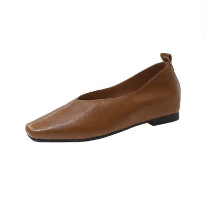 Lina Square Toe Loafers – Women’s Vegan Leather Slip-On Flats