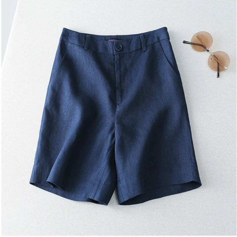Lisa High Waist Linen Shorts
