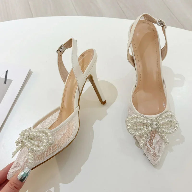 Eilyken Spring Butterfly-knot Pointed Toe Women Pumps Elegant High Heels Slingbacks Buckle Strap Shoes Zapatos De Mujer