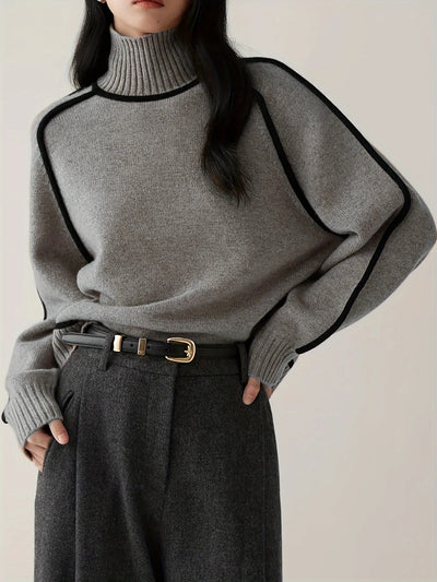 Lucia Color-Blocked Turtleneck Sweater