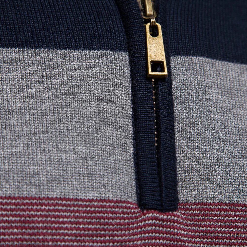 Nolan Striped Half-Zip Sweater