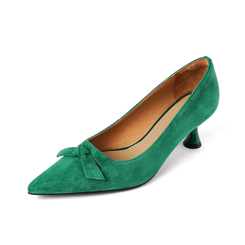 Monroe Suede Bow Kitten Heel