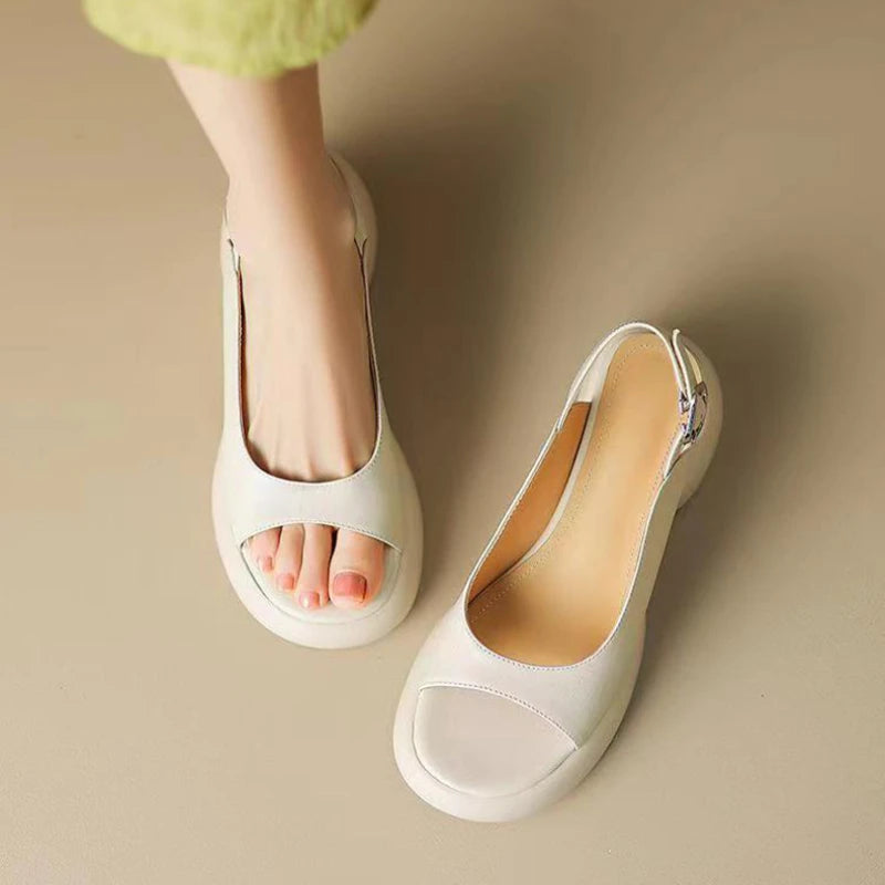 Ava Platform Sandals – Women’s Low Heel Open-Toe Slip-Ons