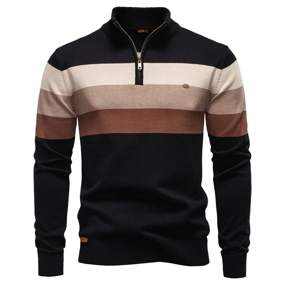 Nolan Striped Half-Zip Sweater