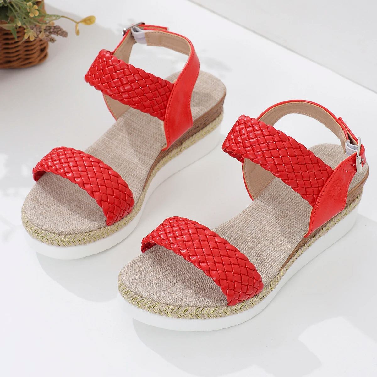 Saphir Woven Comfort Sandals – Women’s Braided Platform Slip-Ons