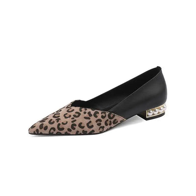 Alliyah Cow Leather Loafers - Women's Patchwork Pointed Flats