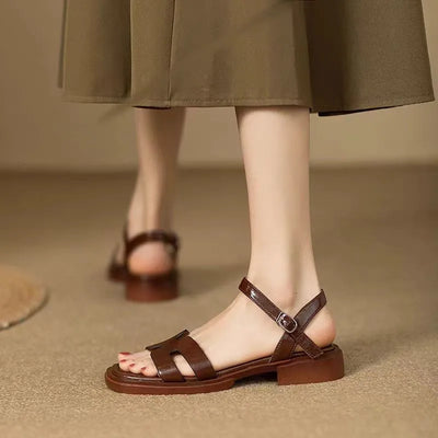 Mia Strappy Ankle Sandals – Women’s Square Heel Slip-Ons