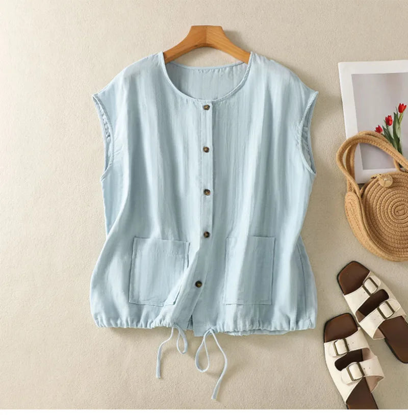 Willow Linen Sleeveless Blouse