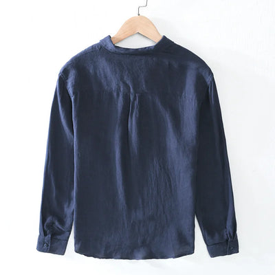 Theo Linen Pullover Shirt – Men’s Loose Fit Long Sleeve Shirt