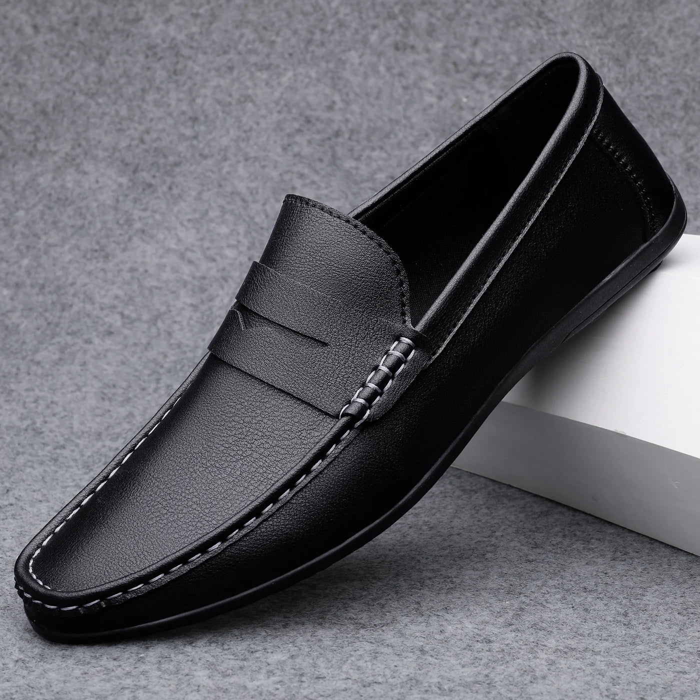 Luca Italian Leather Loafers- Men's Breathable Slip-On for Daily Wear