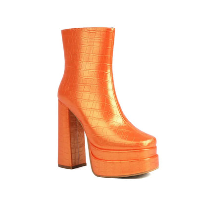 Zaria Square Toe Platform Boots – Bold Block Heels in Luxe