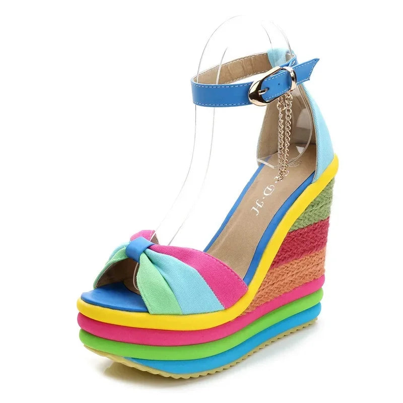Luna Ankle-Wrap Wedge Sandals