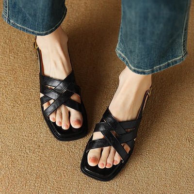 Lena Woven Low-Heel Sandals