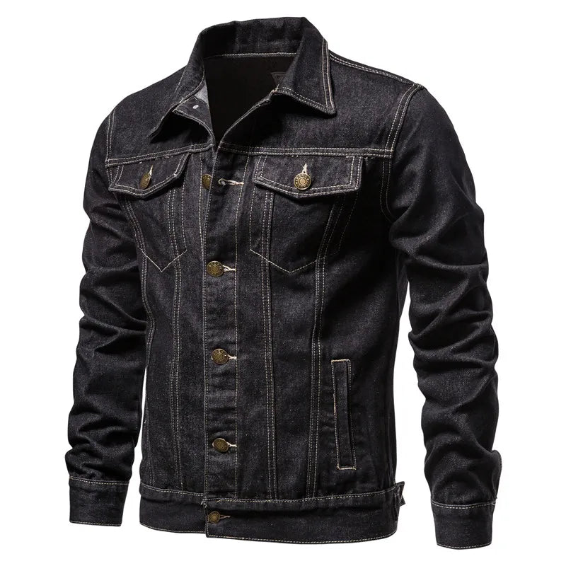 Kairo Cotton Denim Jacket – Men's Slim Fit Casual Lapel Coat for Spring