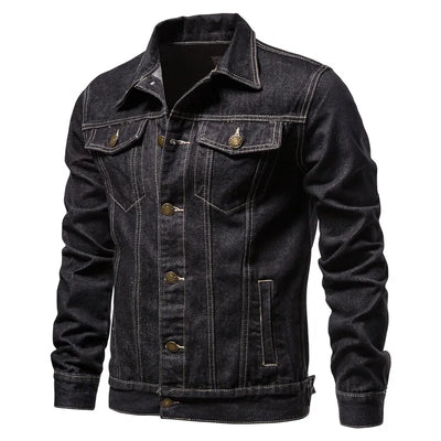 Kairo Cotton Denim Jacket – Men's Slim Fit Casual Lapel Coat for Spring