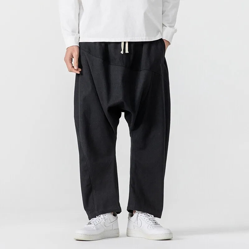 Riku Cotton-Linen Baggy Pants – Men’s Wide Leg Streetwear