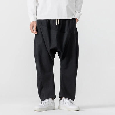 Riku Cotton-Linen Baggy Pants – Men’s Wide Leg Streetwear