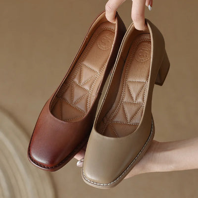 Dexie Square Toe Slip-on Sandals - Women's Heel Slip-Ons