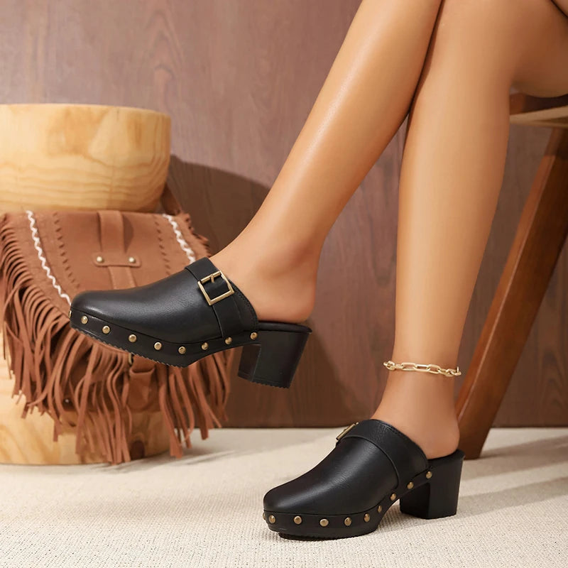 The Marlow Clog — Block Heel Mule