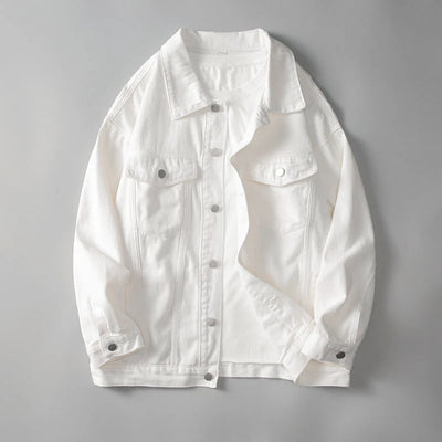 White denim jacket on a gray background