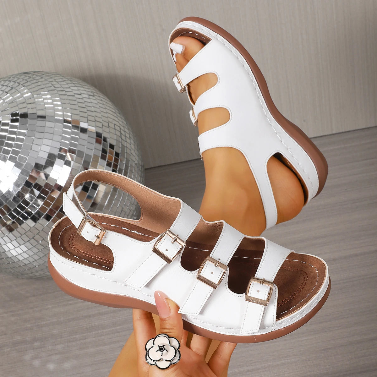 Alina Triple Strap Wedge