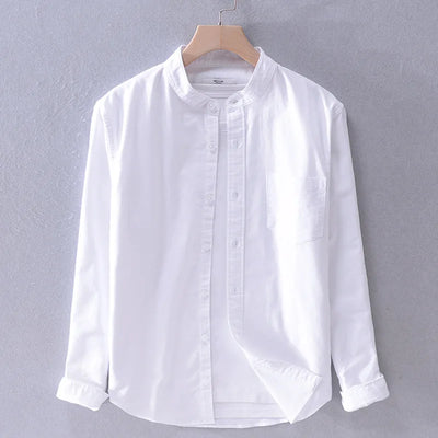 Leo Cotton Stand Collar Long Sleeve Shirt