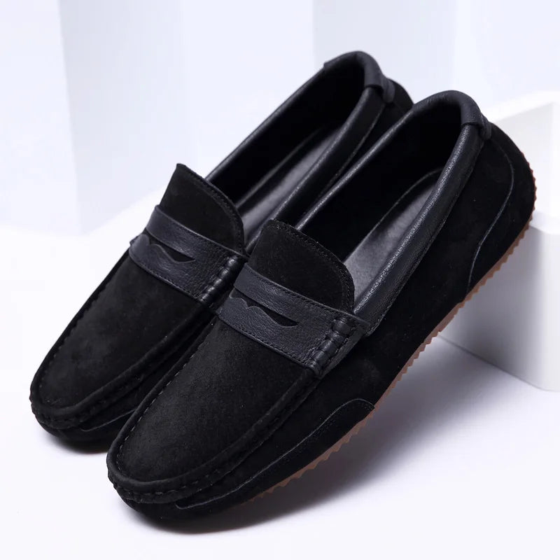 Matteo Leather Slip-On Loafers – Men’s Casual Driving Shoes