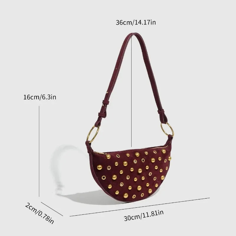 Valentina Stud Crescent Bag