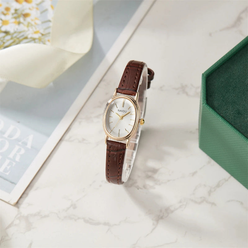 Olivia Oval Leather Strap Watch