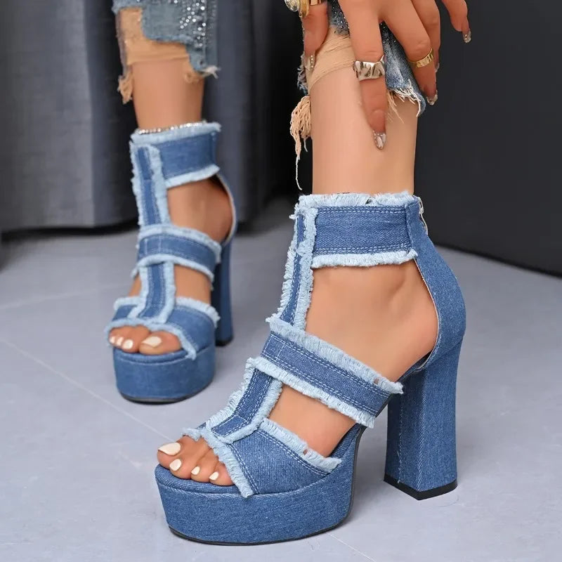 Fashion Chunky Heeled Women's Sandals Super High Heels Shoes Designer Dress Pumps 2025 New Trend Party Summer Sandalias De Mujer