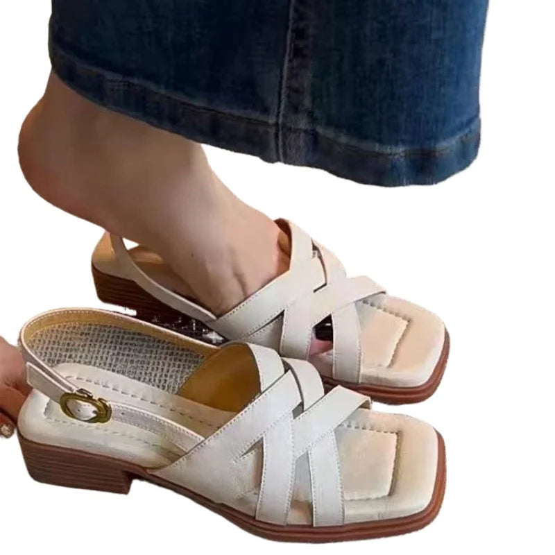 Lena Woven Low-Heel Sandals