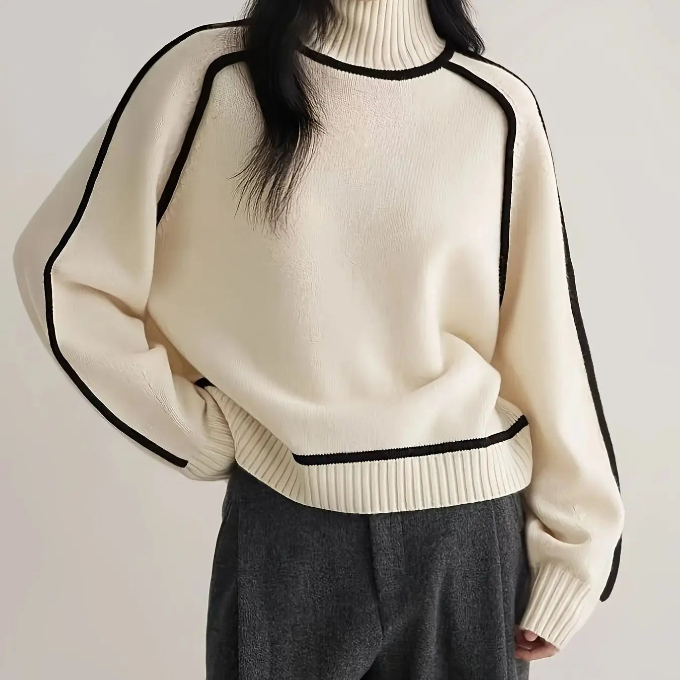 Lucia Color-Blocked Turtleneck Sweater