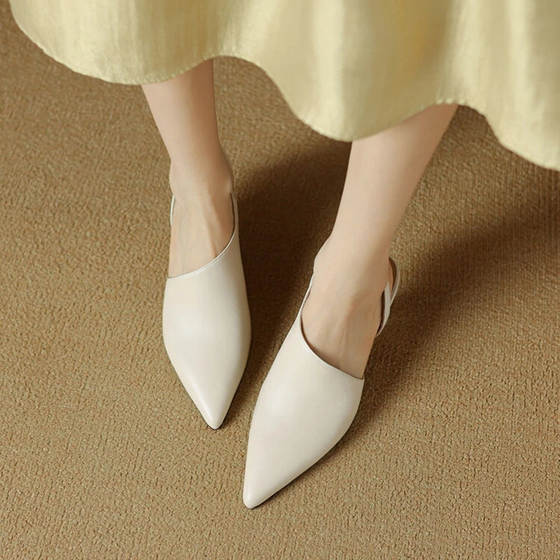Eleanor Leather Slingback Sandals – Pointed Toe with Thin Heel