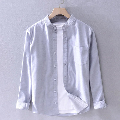 Leo Cotton Stand Collar Long Sleeve Shirt