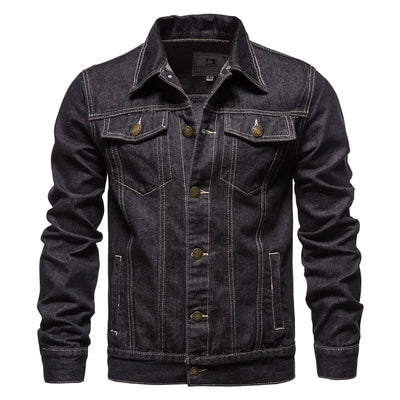 Kairo Cotton Denim Jacket – Men's Slim Fit Casual Lapel Coat for Spring