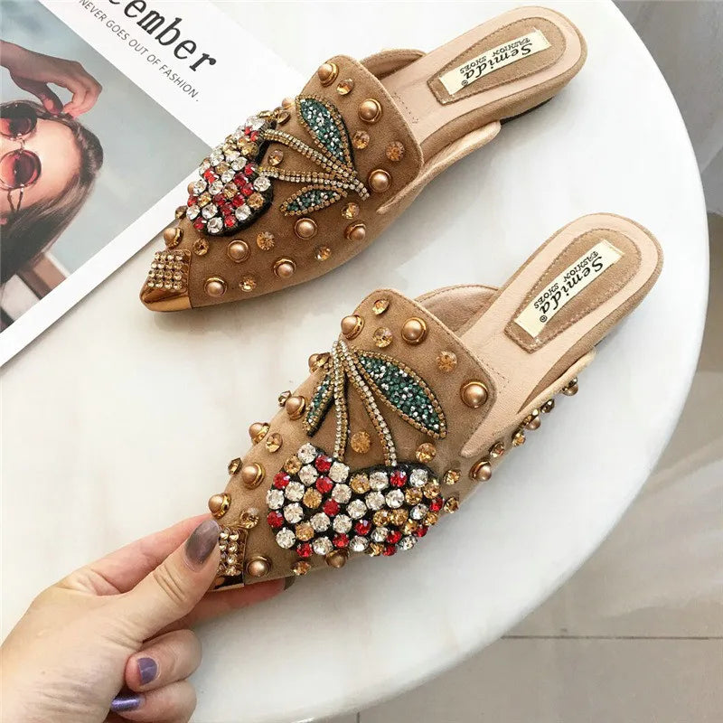 Bijou Rhinestone Flat Mule