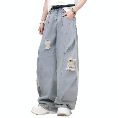 Axel Denim Baggy Jeans - Men’s Ripped Wide-Leg Stretch Fit