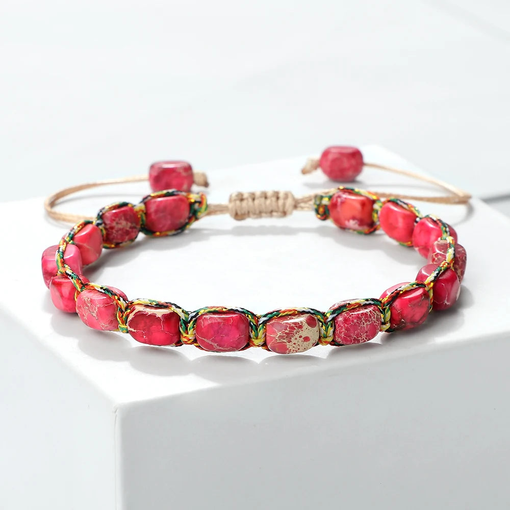 Aria Stone Beaded Bracelet – Braided Boho Bangle