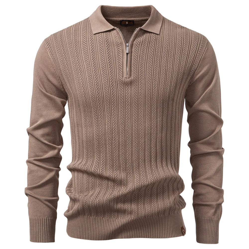 Alessio Zip  Textured Polo