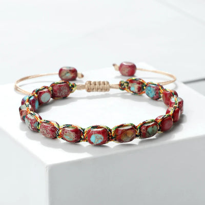 Aria Stone Beaded Bracelet – Braided Boho Bangle
