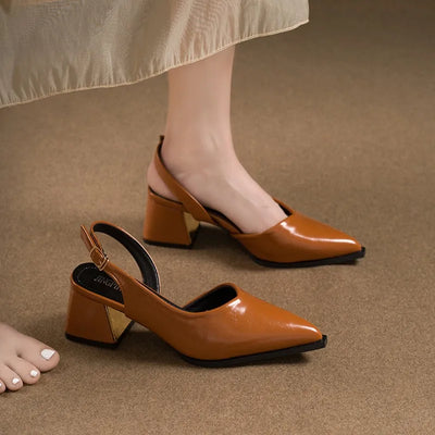 Isabella Slingback Pumps – Pointed-Toe Square Heels