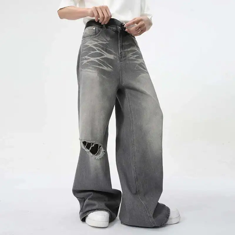 Reed Cotton Baggy Jeans - Men’s Washed Gray with Contrast Tones