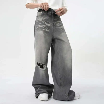 Reed Cotton Baggy Jeans - Men’s Washed Gray with Contrast Tones