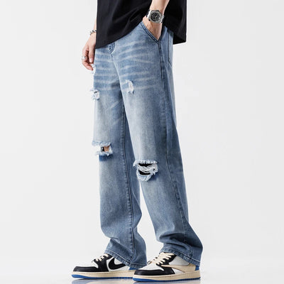 Ryder Cotton Baggy Jeans – Men’s Ripped Straight-Leg Denim