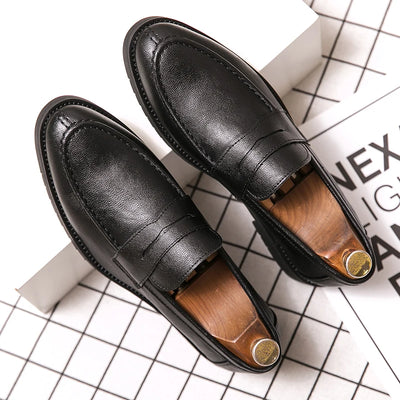 The Orwell Black Leather Loafers