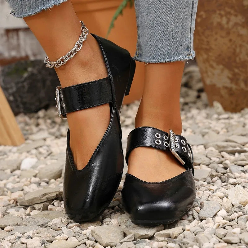 Lena Square-Toe Mary Jane Flats