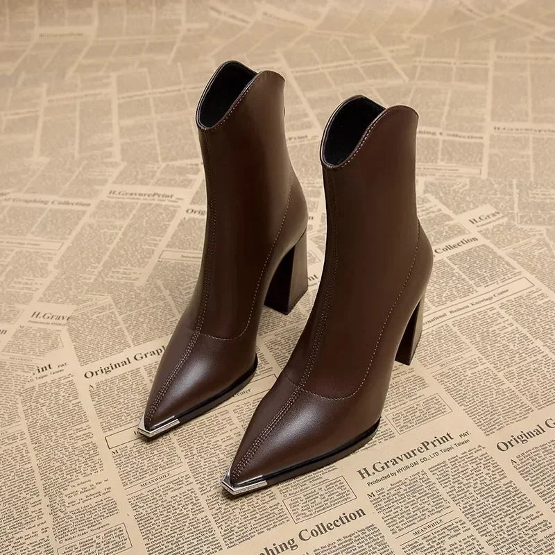 Emilia Chrome-Toe Ankle Boots