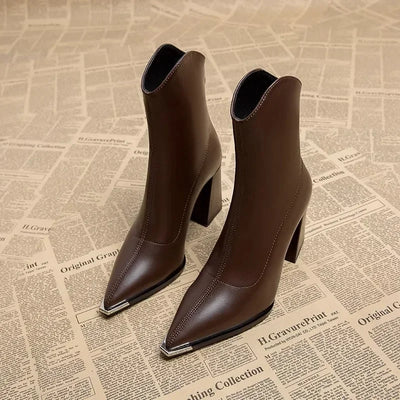 Emilia Chrome-Toe Ankle Boots