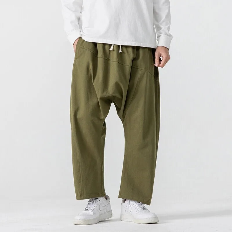 Riku Cotton-Linen Baggy Pants – Men’s Wide Leg Streetwear