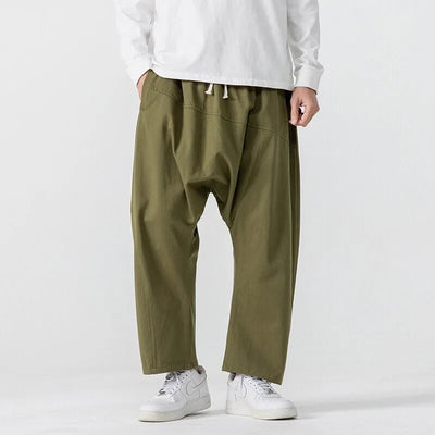 Riku Cotton-Linen Baggy Pants – Men’s Wide Leg Streetwear